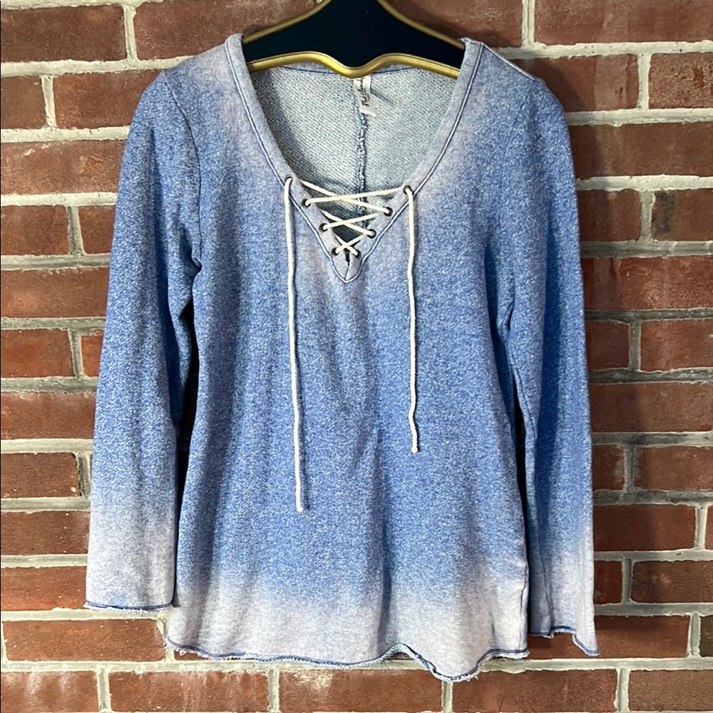 Blue Ombré Lace-Up Women's Top